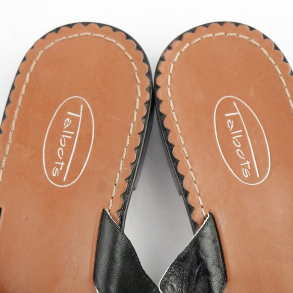 Talbots Womens Sandals Size 9 Black White Crossgrain Ribbon Thong Flip Flops - Picture 11 of 13